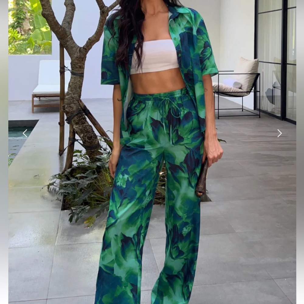 Runaway the Label Set — Green button down with matching pants